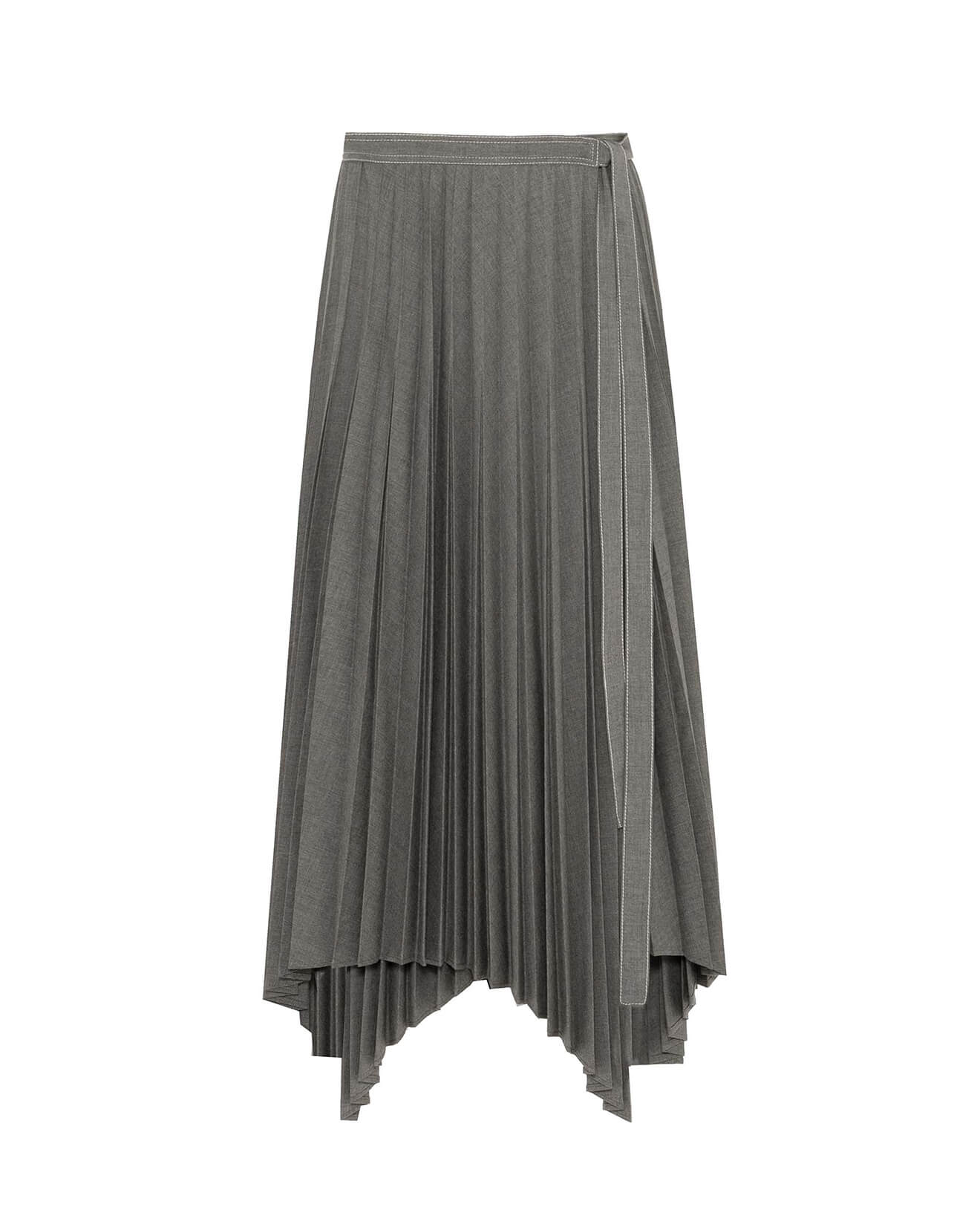pleated wrap wool skirt