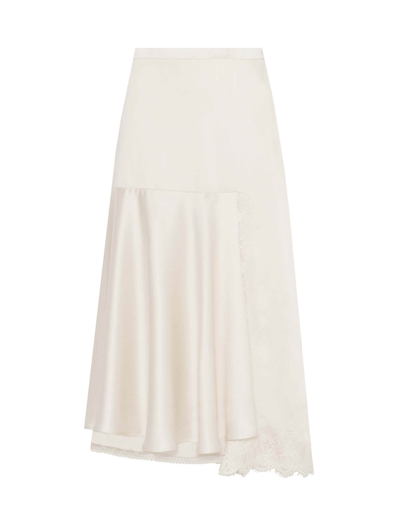crepe satin skirt with lace