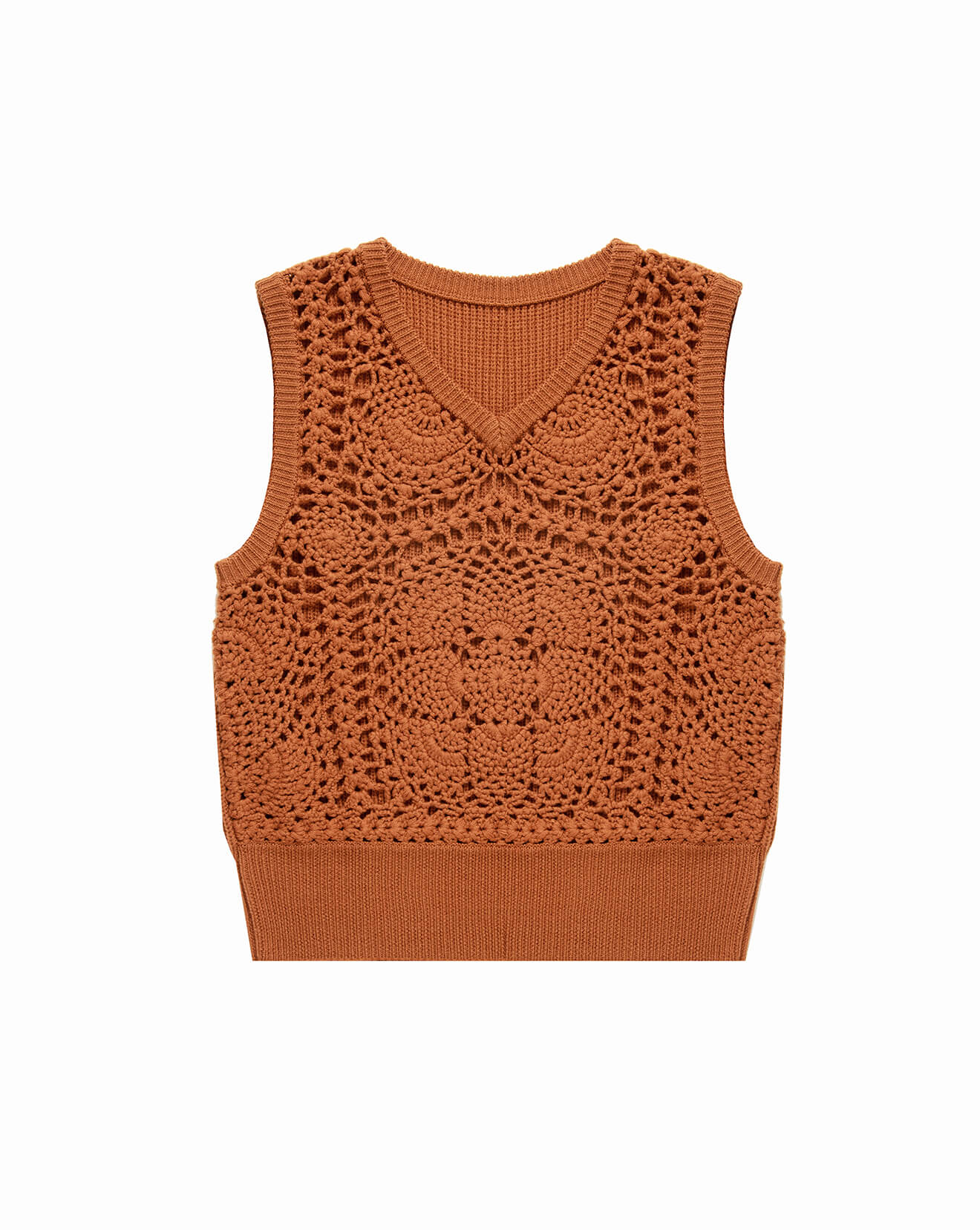 cotto waistcoat with crochet inlays