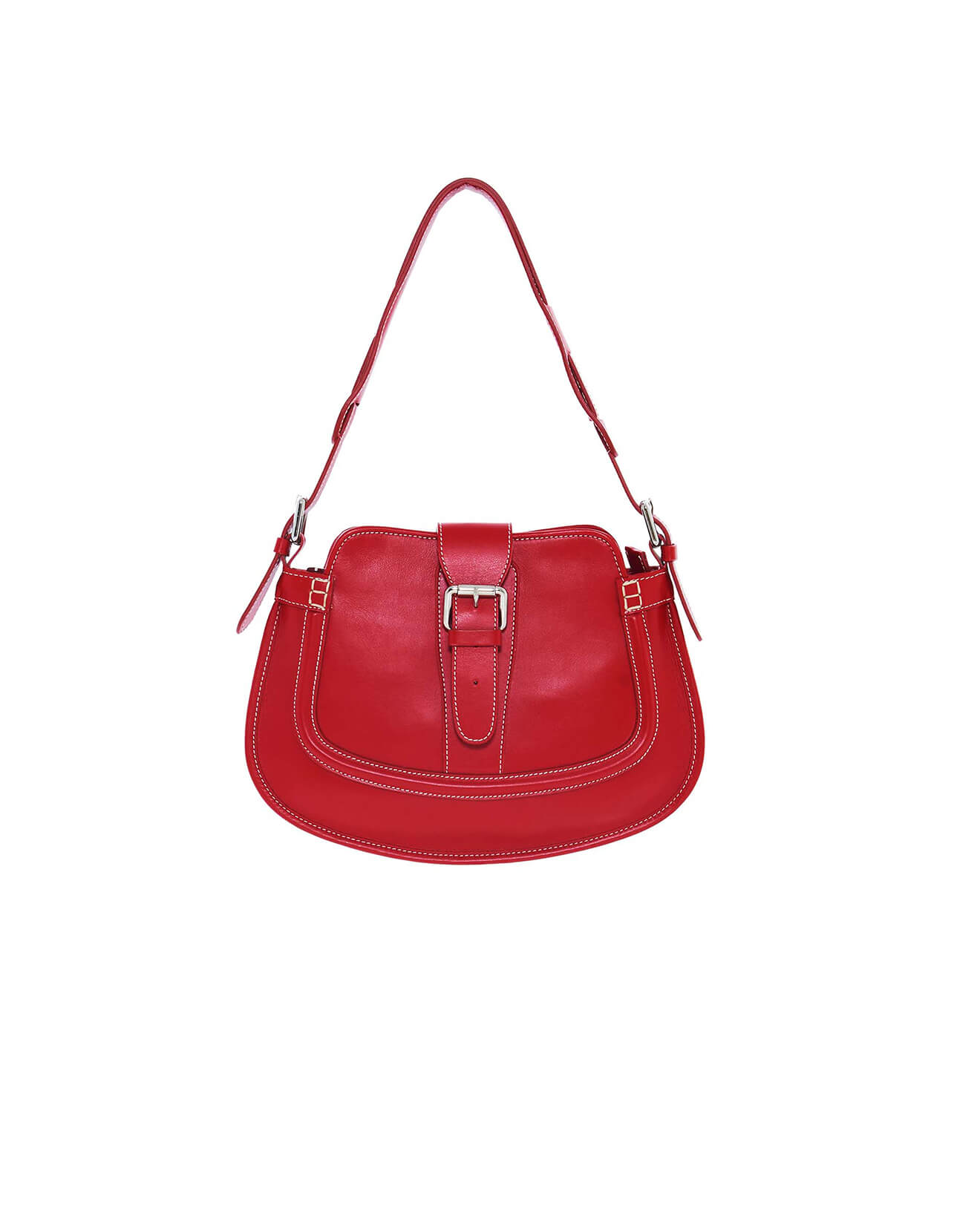 red saddle leather bag