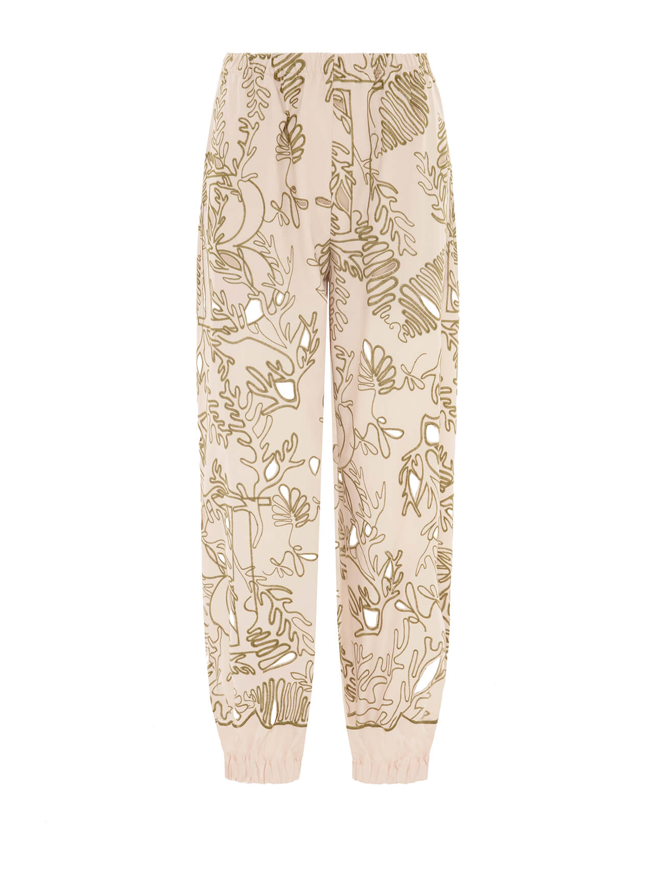 jogger with handmade inlaid embroidery