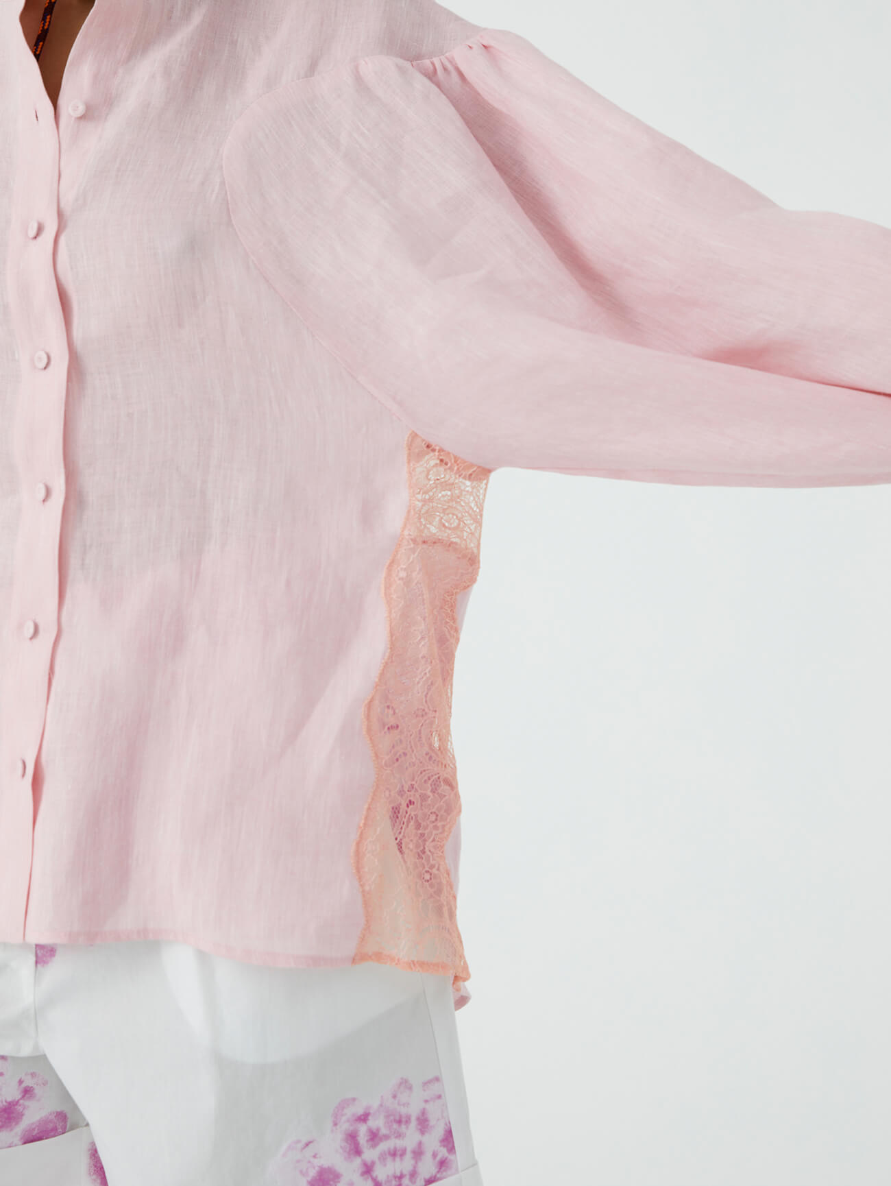 bubble pink hemp shirt with lace