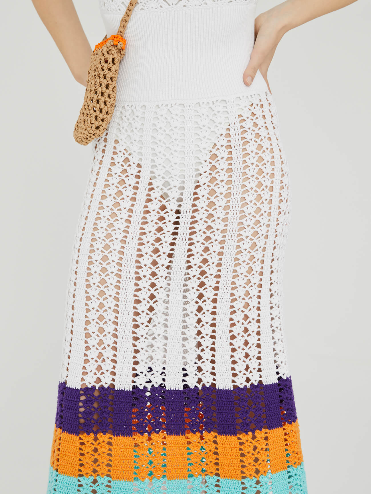 midi dress in handmade crochet