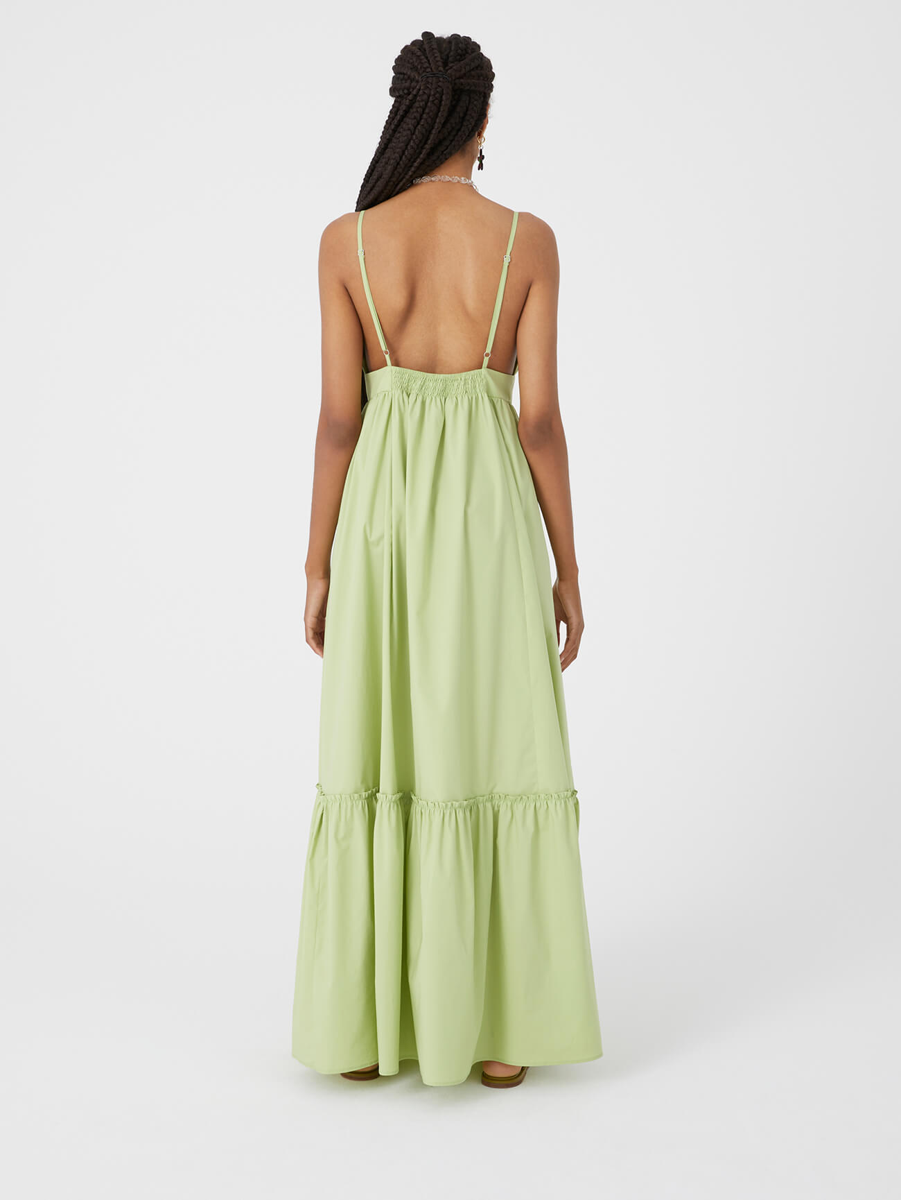 matcha long dress with embroidery