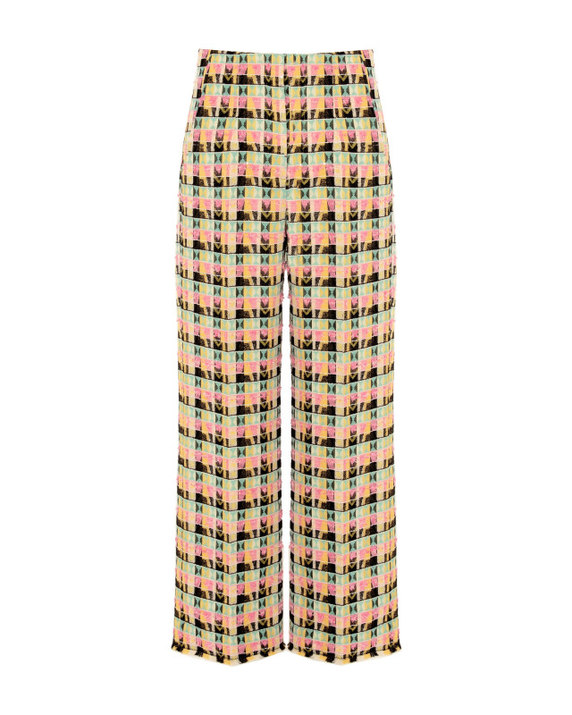 trousers in colourful jacquard fabric