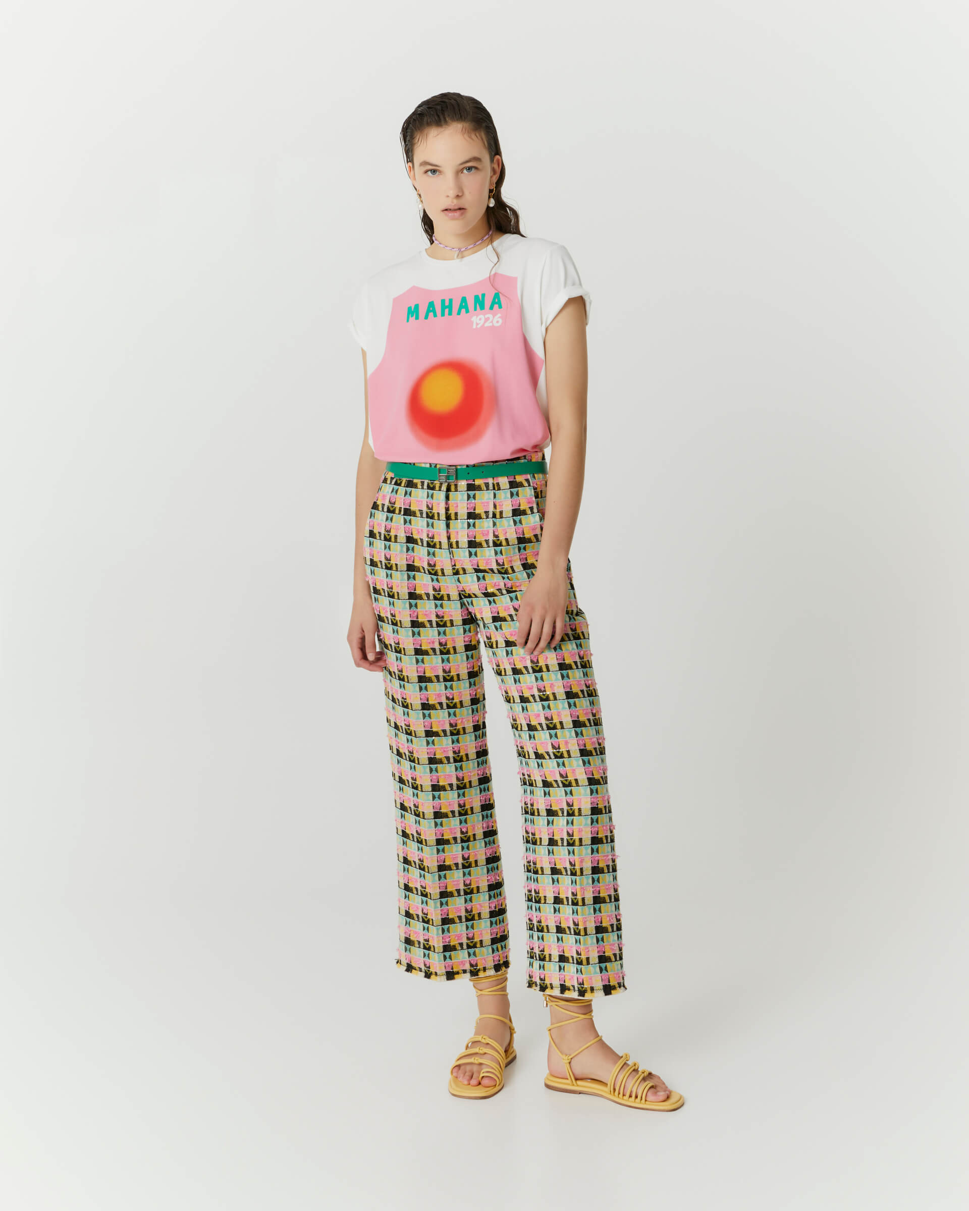 trousers in colourful jacquard fabric+23FE1786DAMA_99