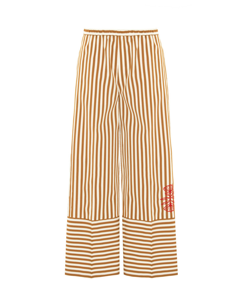 cropped trousers in striped poplin
