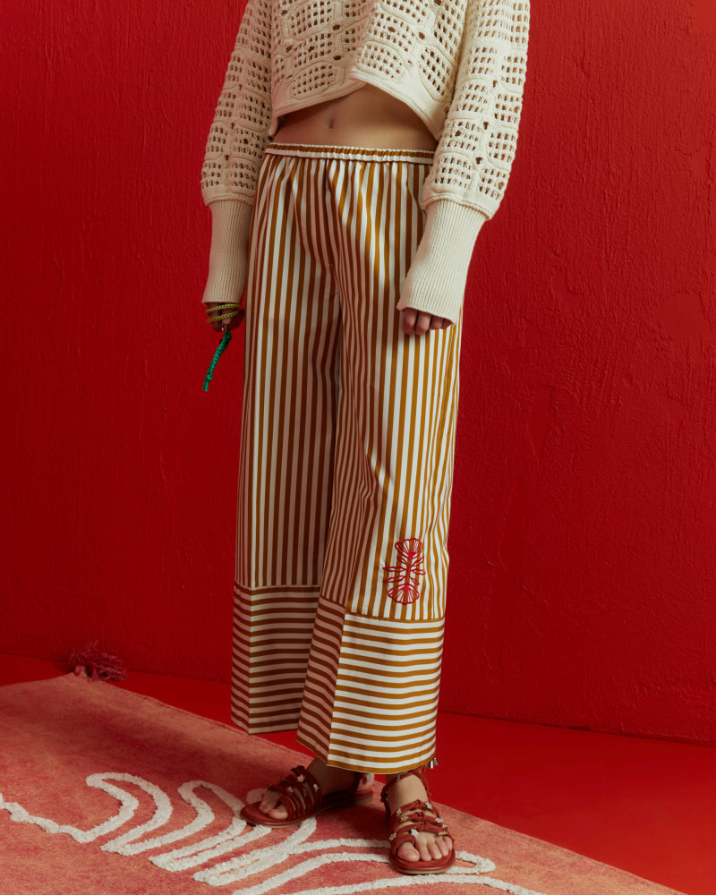 cropped trousers in striped poplin+23FE1793RIGA_260