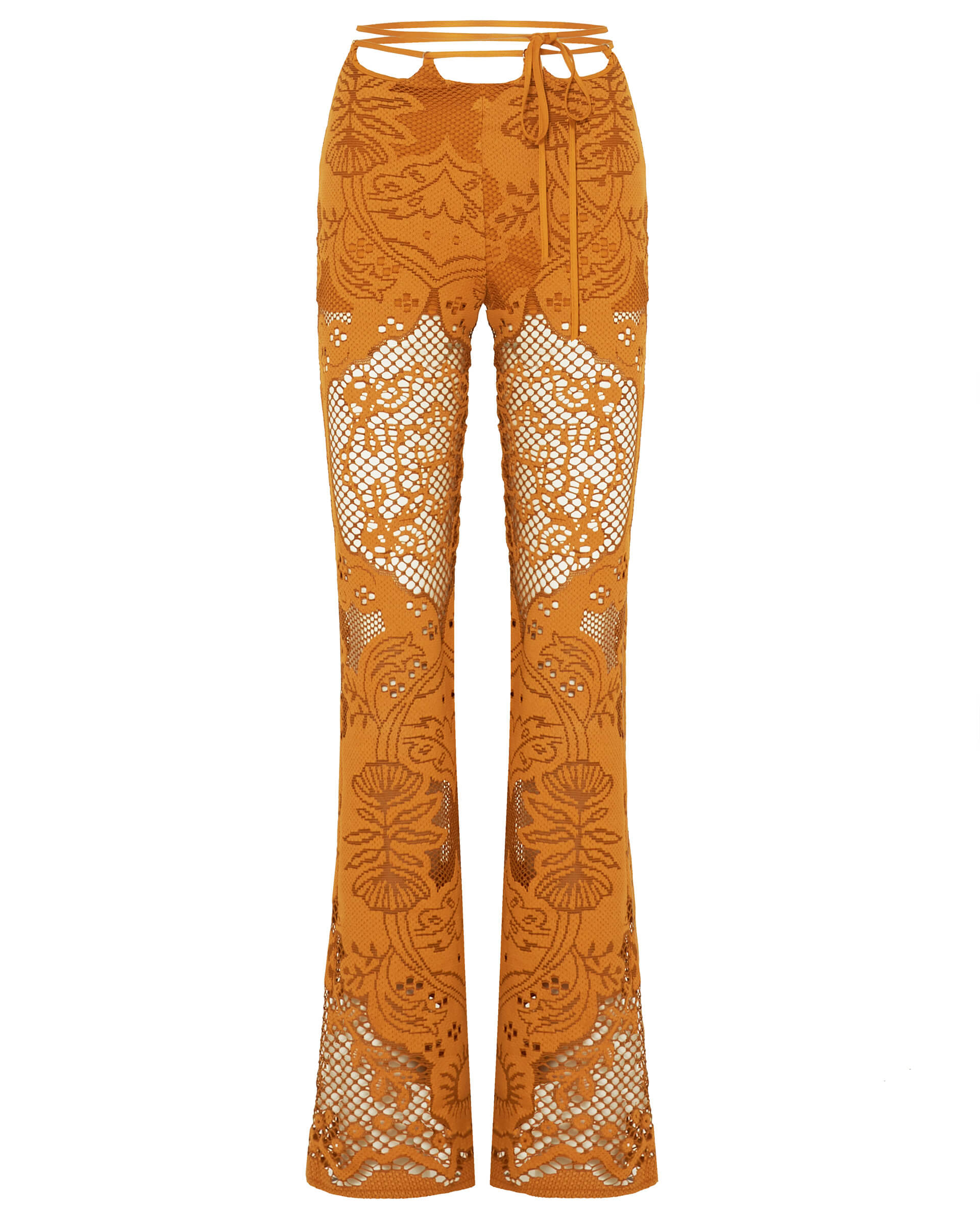 flared trousers in cotton lace