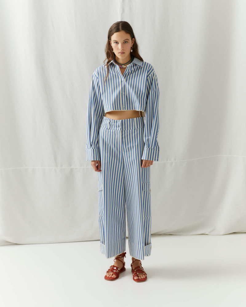 striped cropped trousers+23FE1811RIGA_520