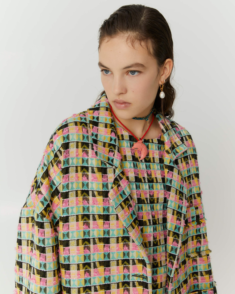 oversized jacket in colourful jacquard fabric