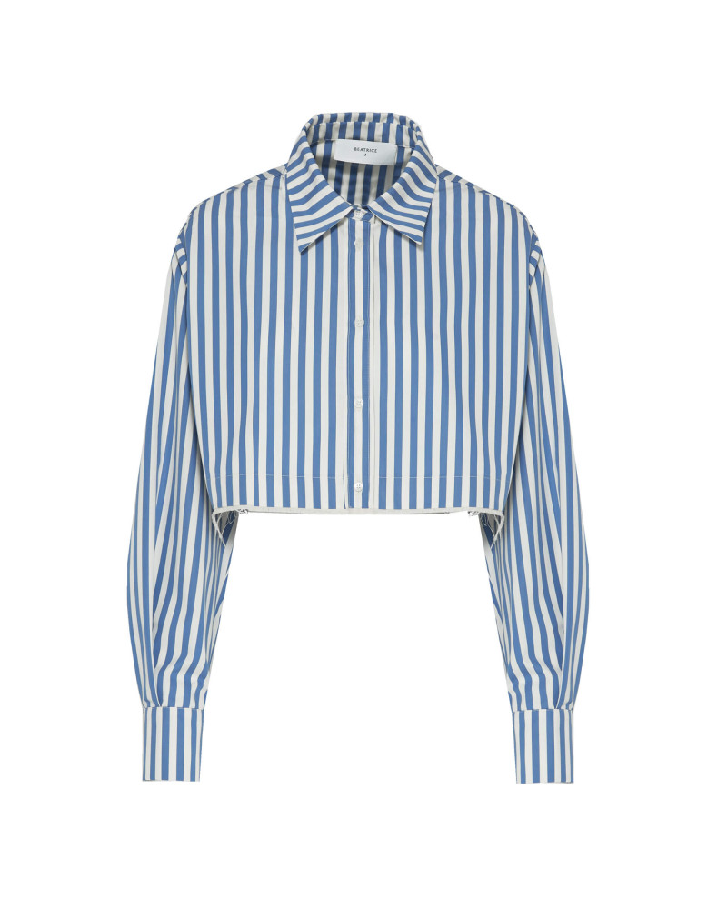 short shirt in striped poplin