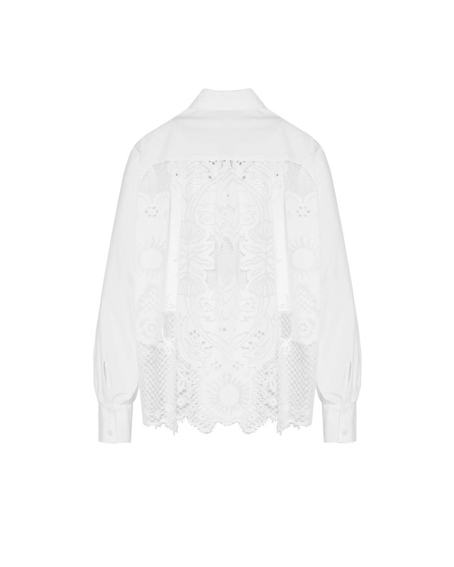 oversized shirt in poplin and lace