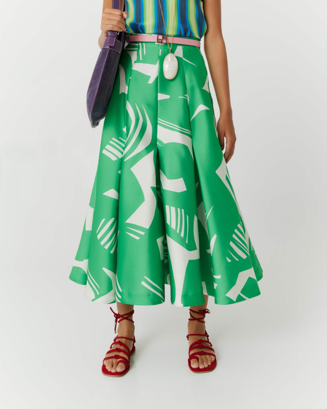 green matisse print full skirt