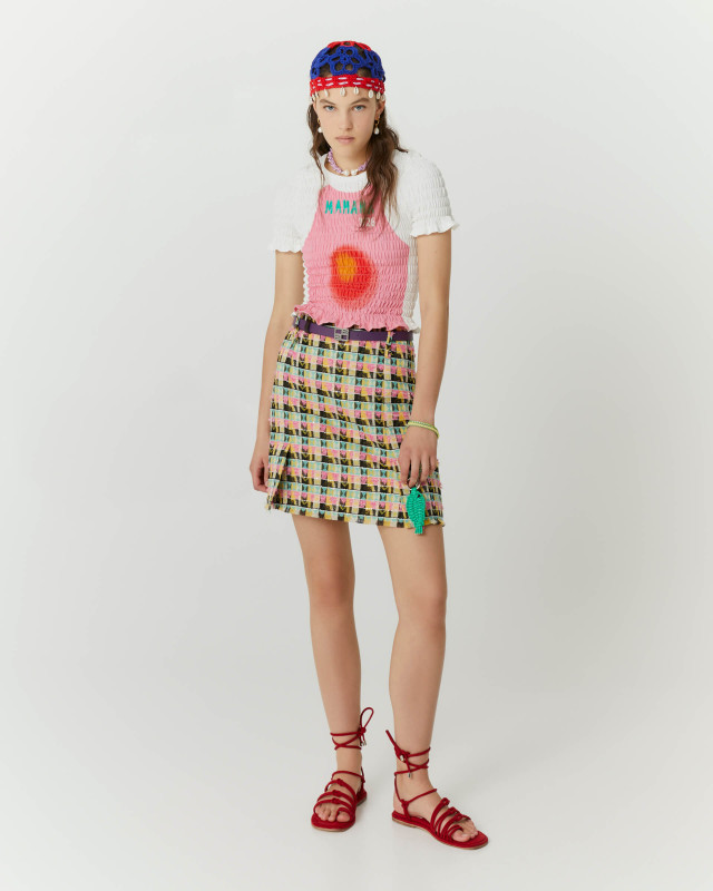 miniskirt in multicolour jacquard fabric