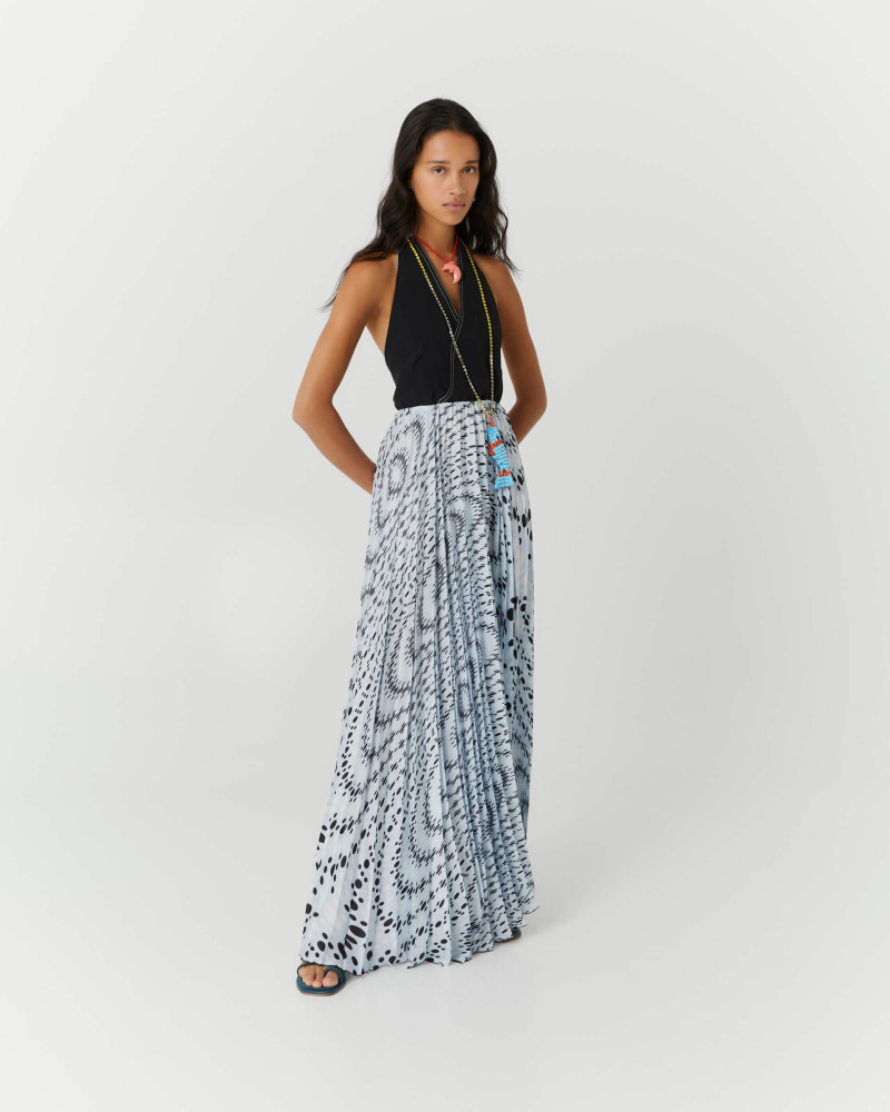 long pleated dress with polka dot print+23FE6035POISP_520