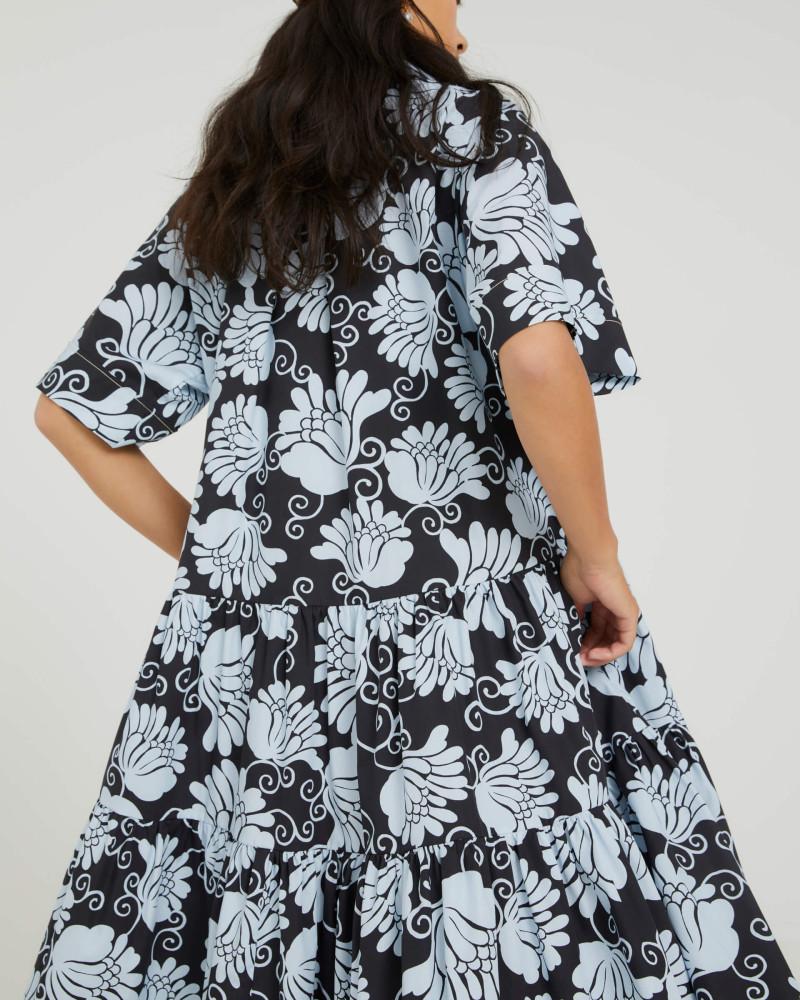 bloom print flounced dress