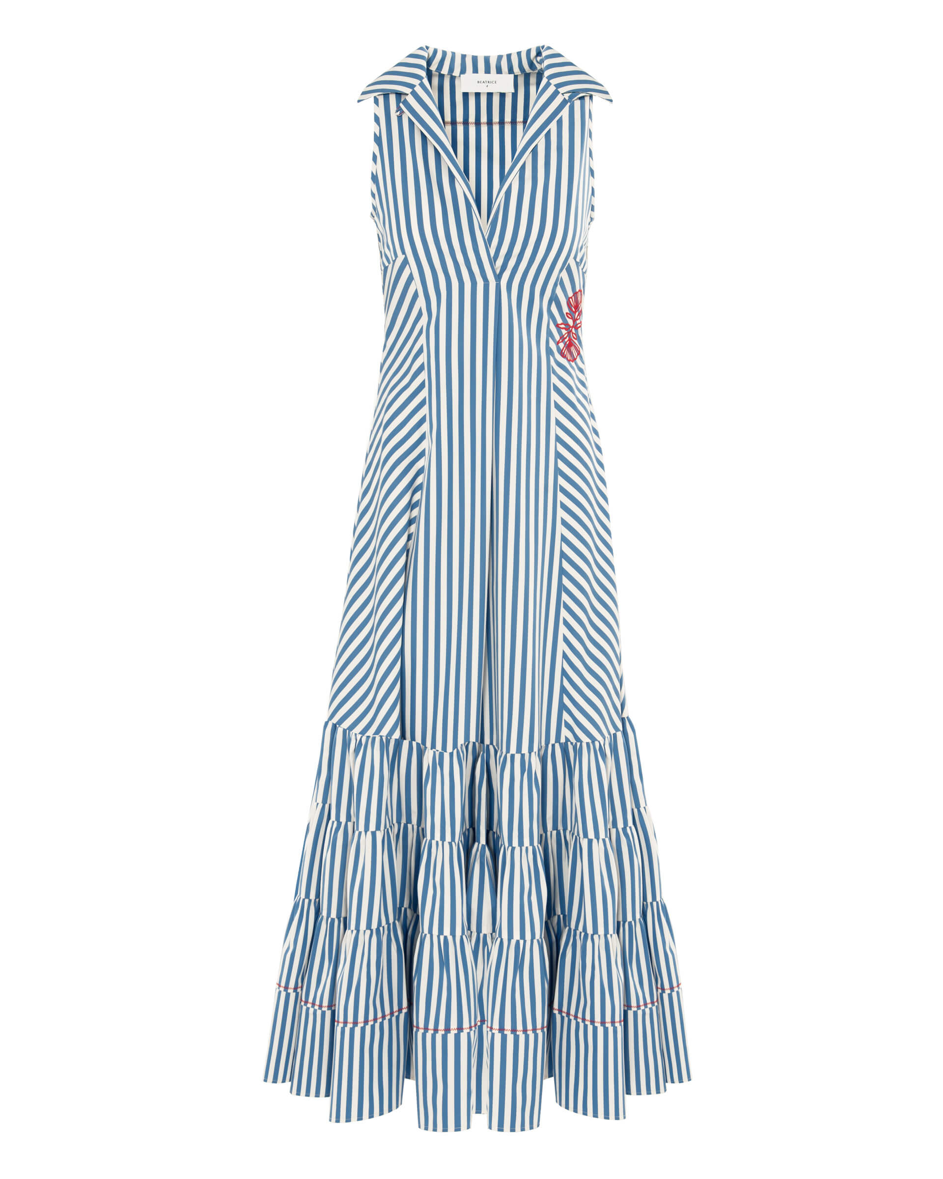 long dress in striped poplin