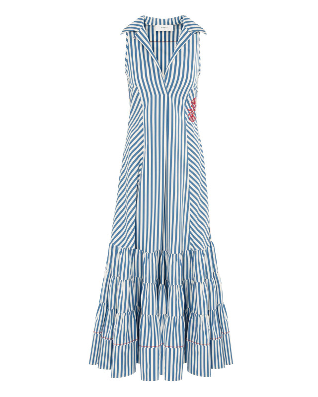 long dress in striped poplin
