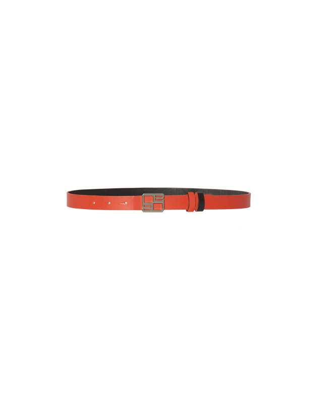 red reversible leather belt