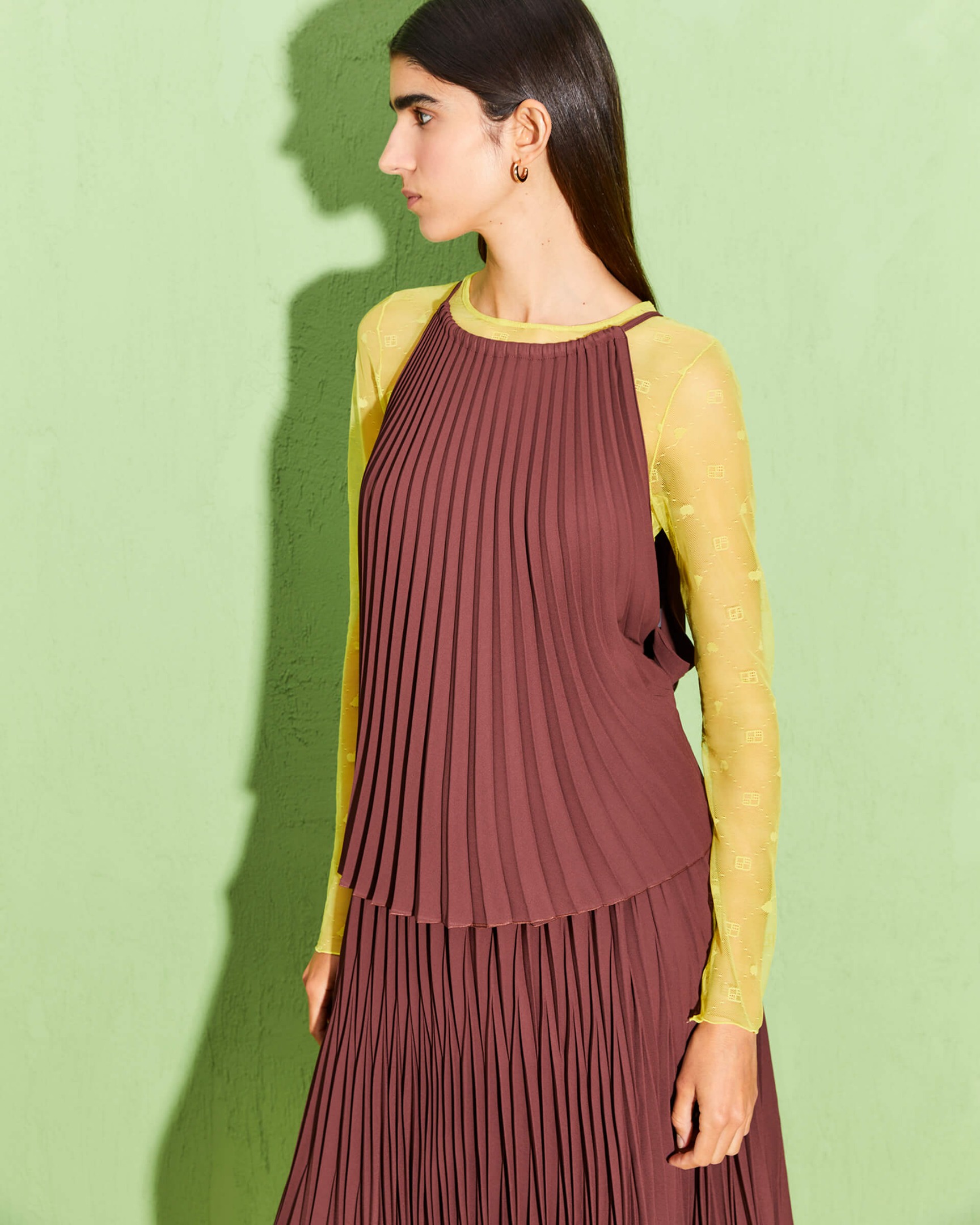 pleated top in georgette