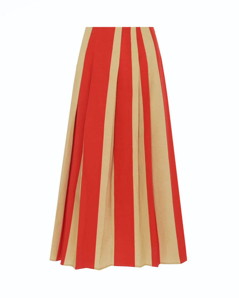 striped skirt with irregular pleats
