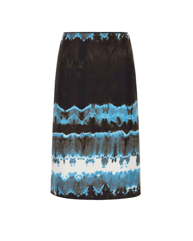 pencil skirt of printed silk twill