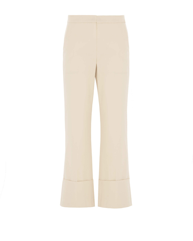 stretch trousers with maxi flared ruffle