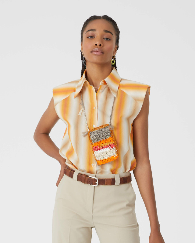 gradient striped shirt with shoulder straps