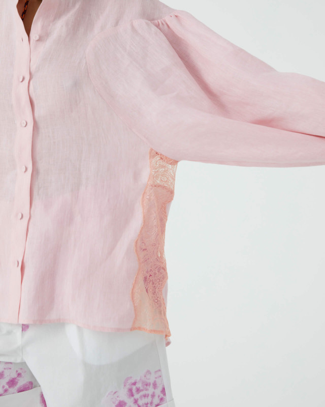 bubble pink hemp shirt with lace