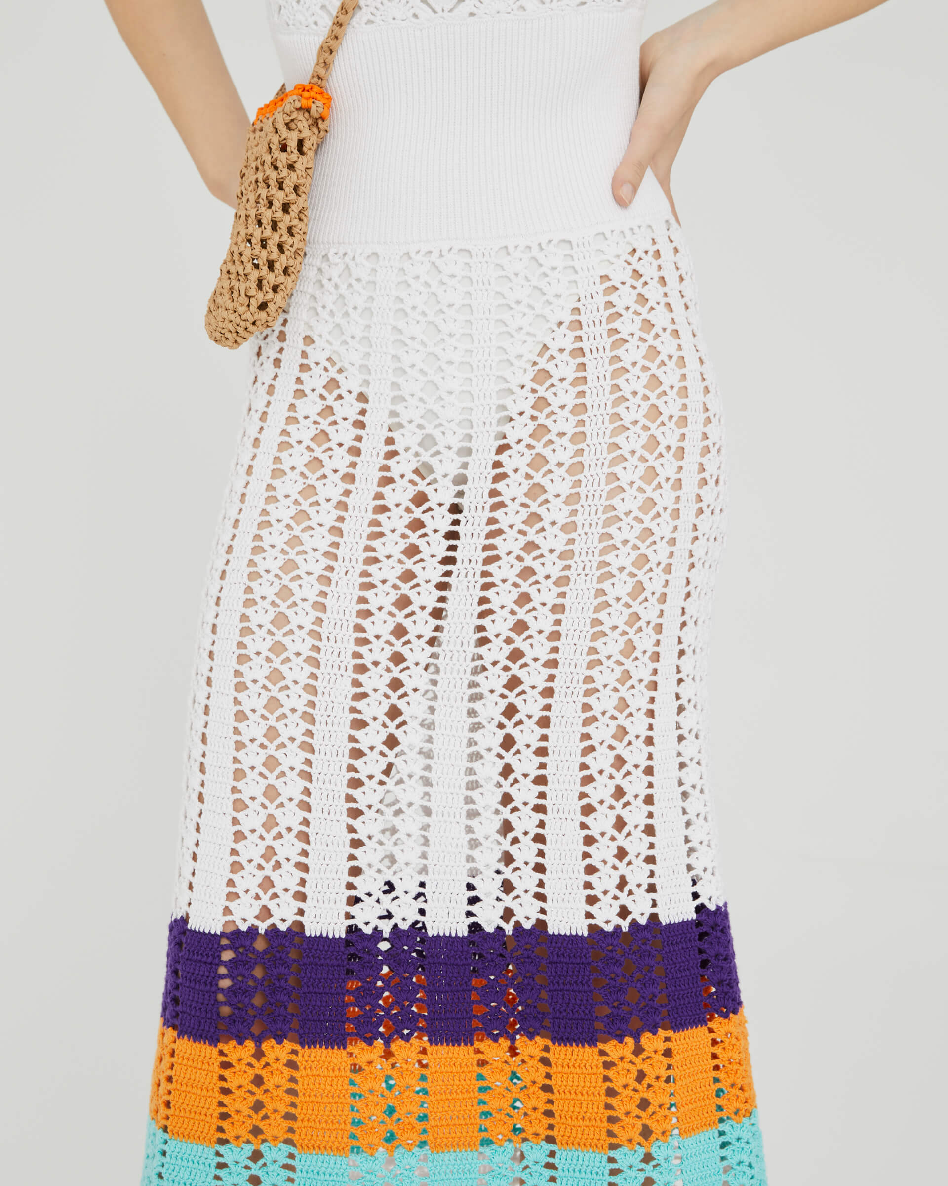 midi dress in handmade crochet