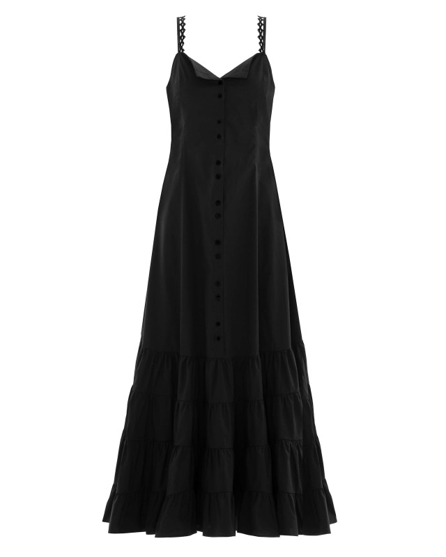 long black chemisier dress with flounces
