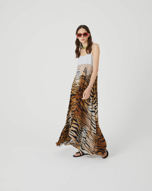 slip dress with animalier print