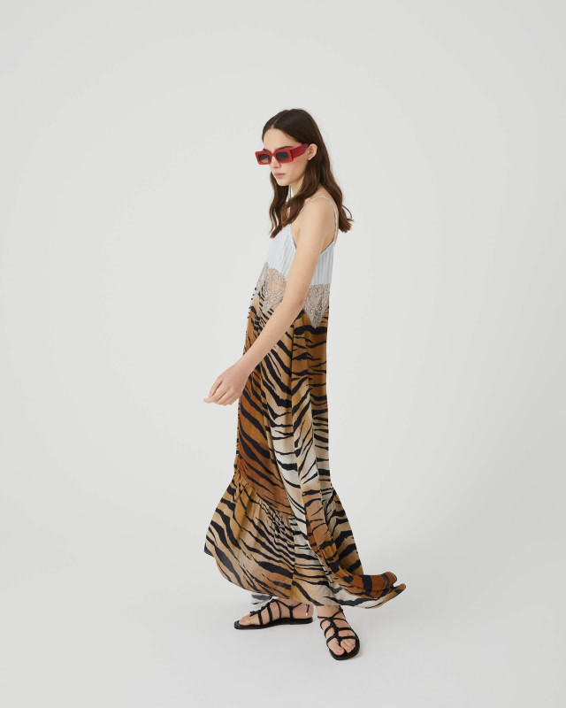 slip dress with animalier print