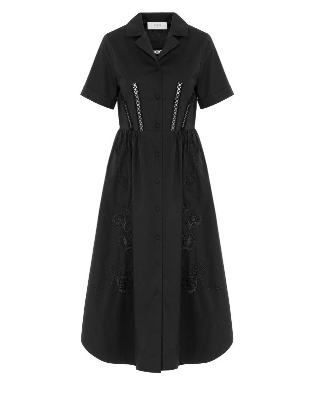 black chemisier dress with ajoùr