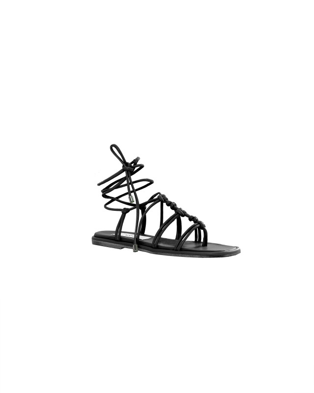 black eco-leather gladiator sandal