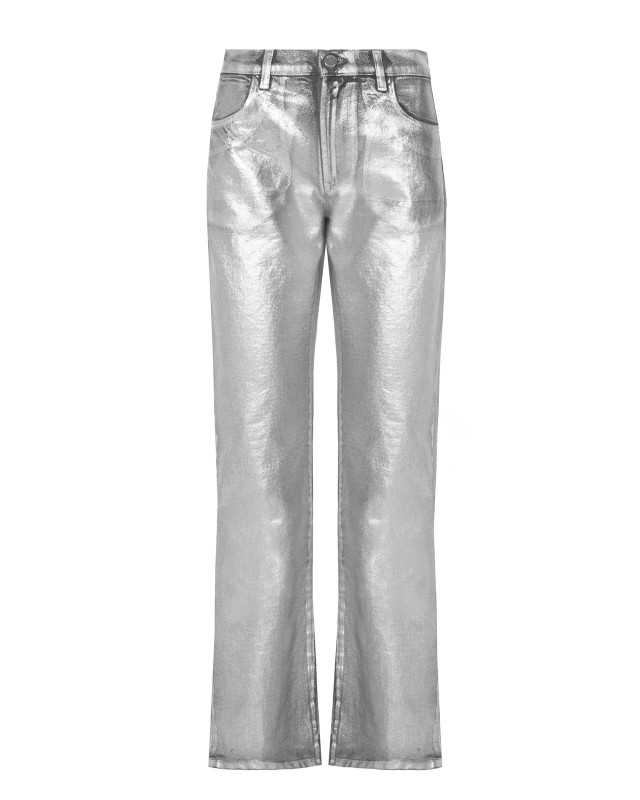 silver laminated jeans