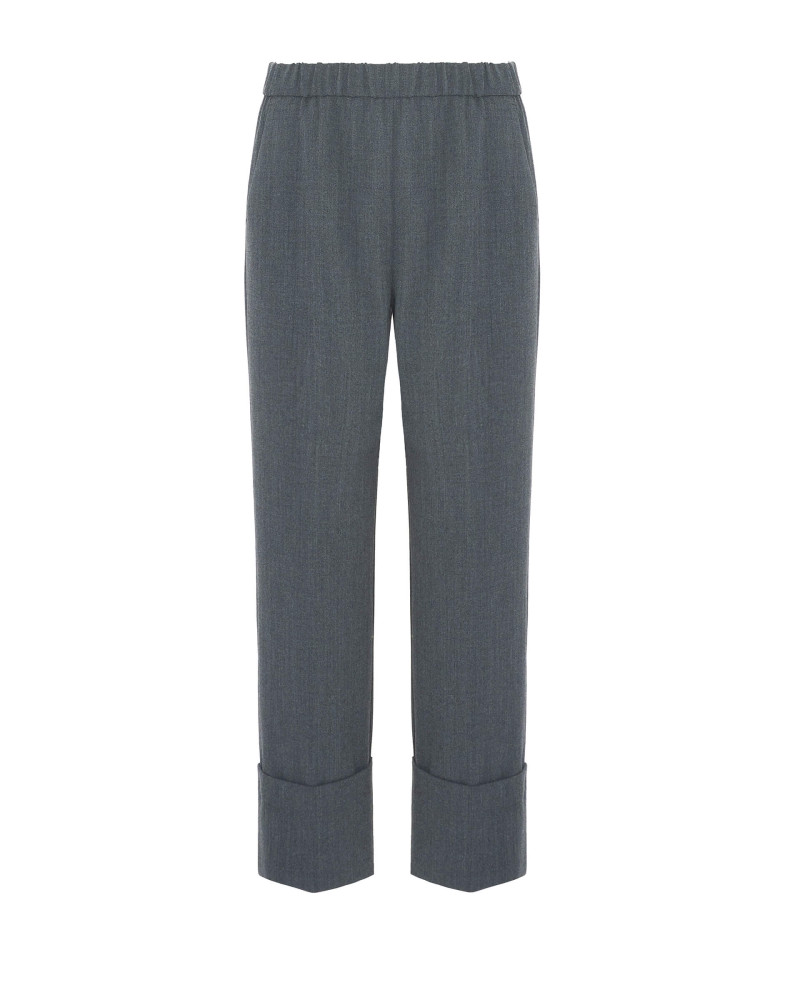 grey straight trousers with turn-up