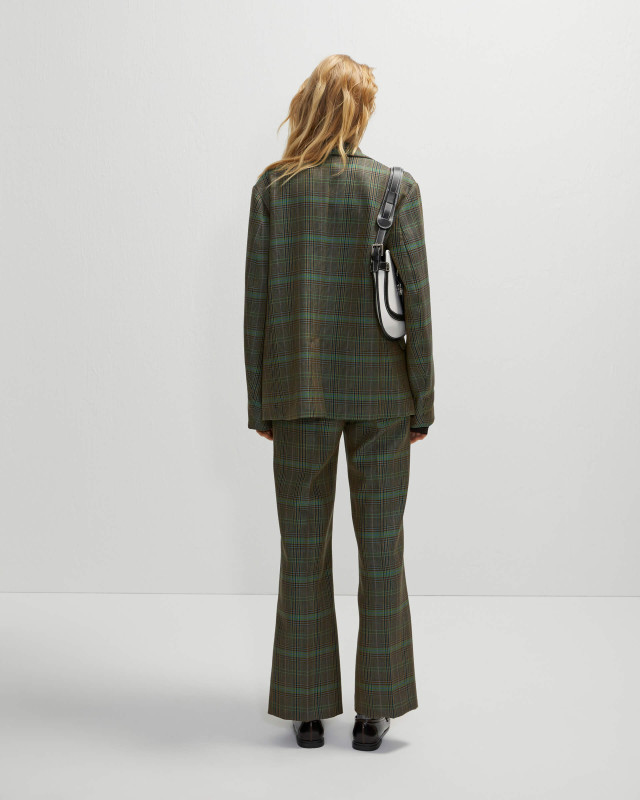 checked wool trousers