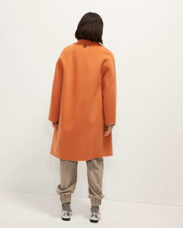 orange double single-breasted coat