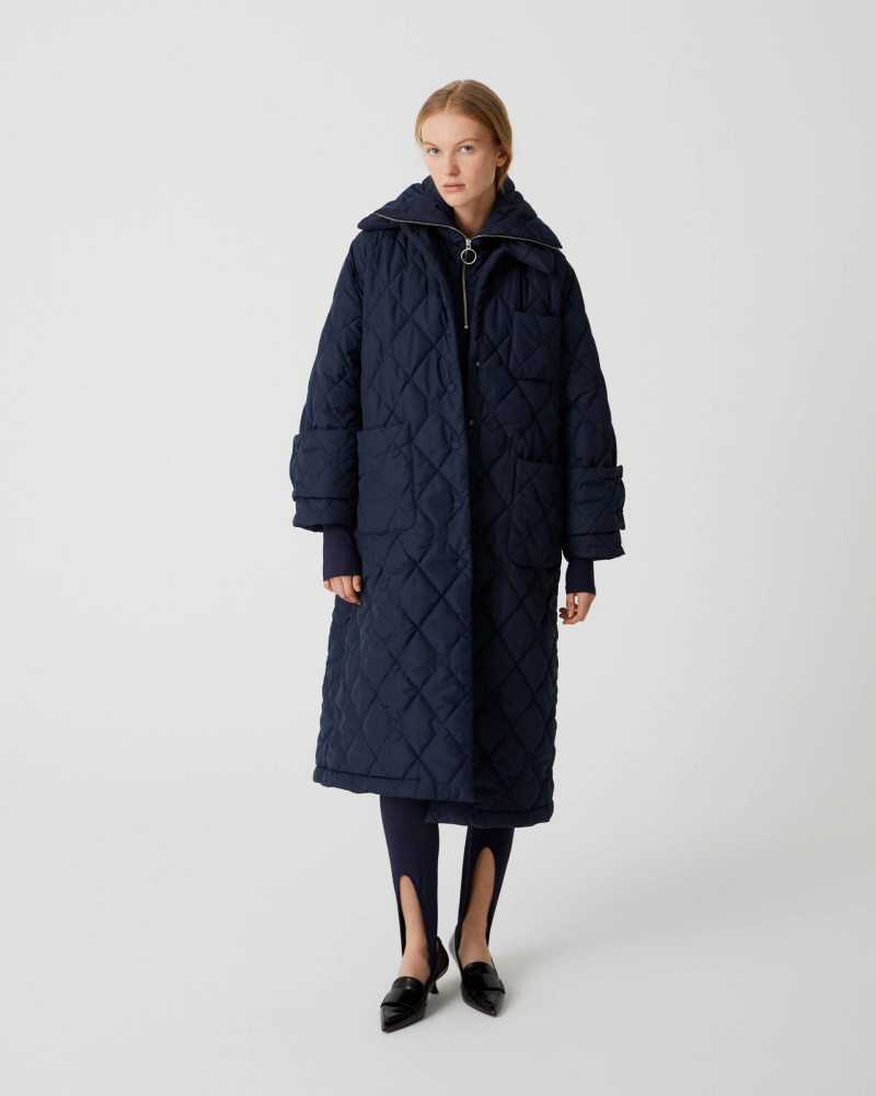 beatrice b long blue down jacket+23FA2534QUILT_590