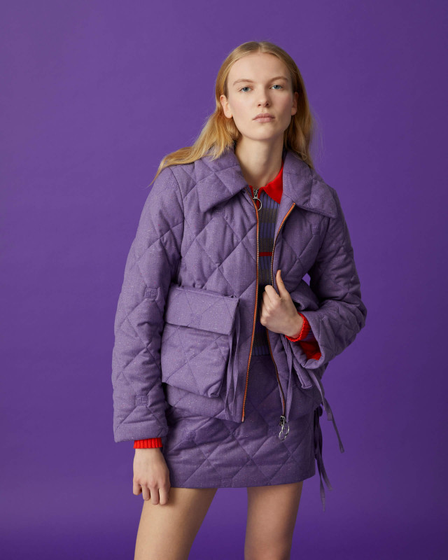 lilac quilted jacket with maxi pockets