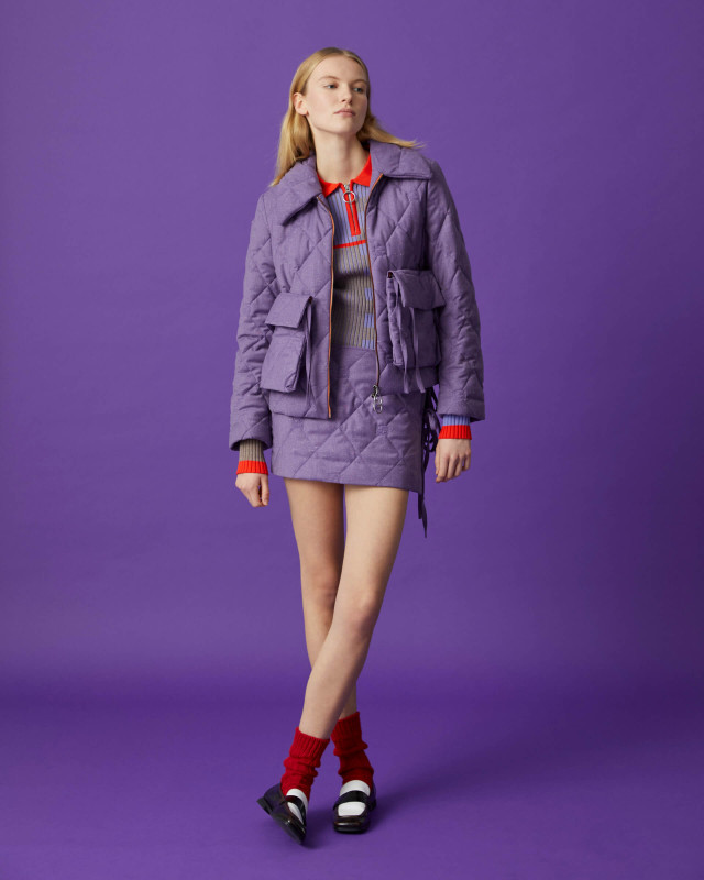 lilac quilted jacket with maxi pockets
