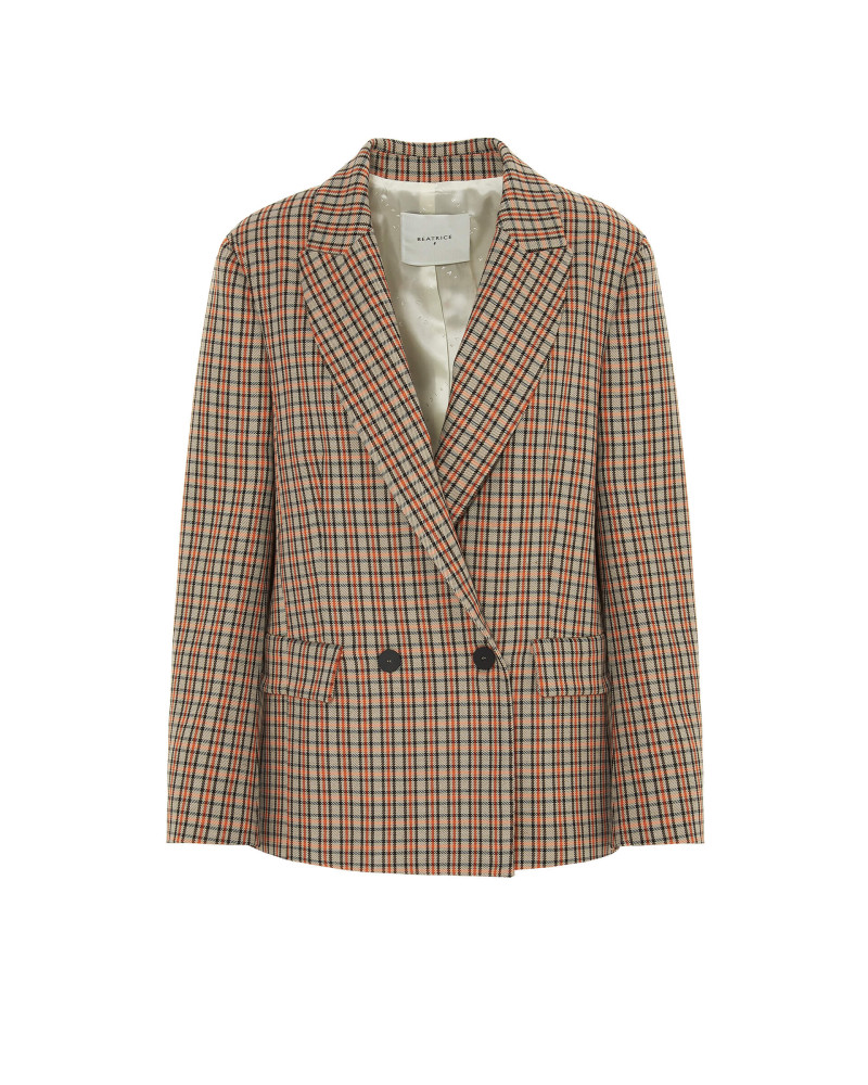 checked double-breasted jacket