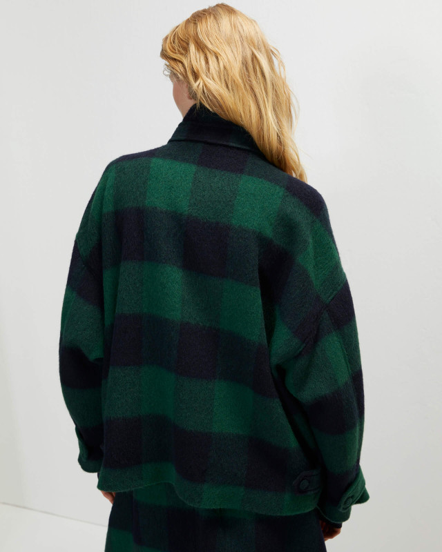 oversized checked wool peacoat