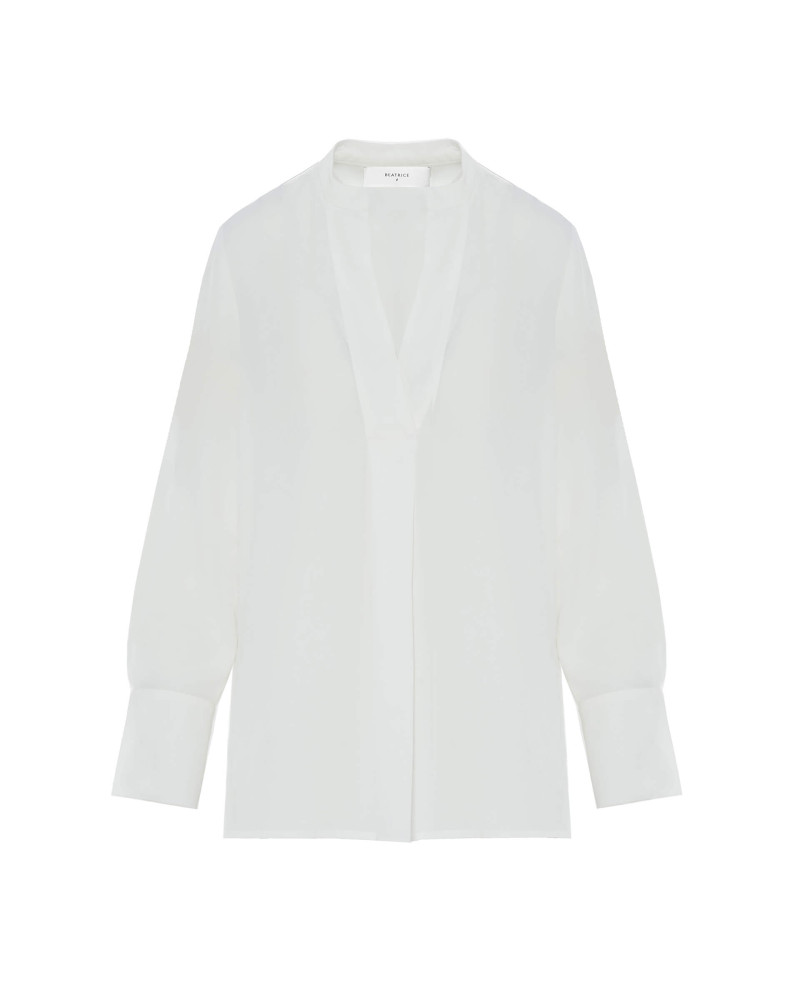 white blouse with v-neck