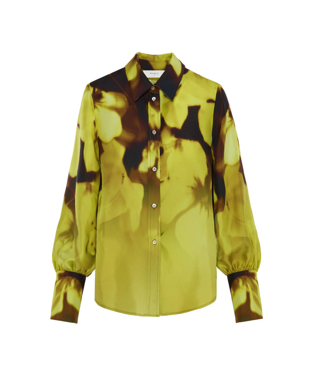 silk shirt in blurred print