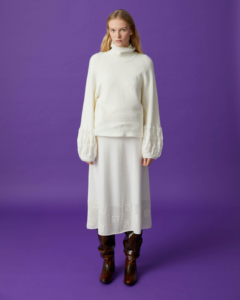 beatrice b white wool skirt with marquetry+23FA5745WOOL_120