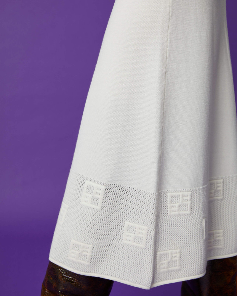 white wool skirt with marquetry
