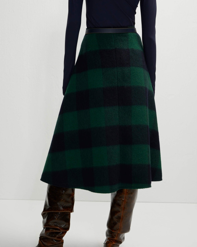 round checked wool skirt